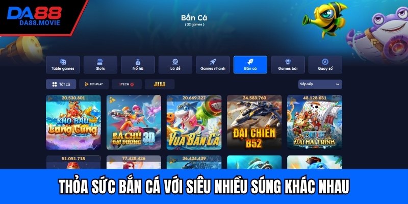 Thỏa sức bắn cá với siêu nhiều súng khác nhau